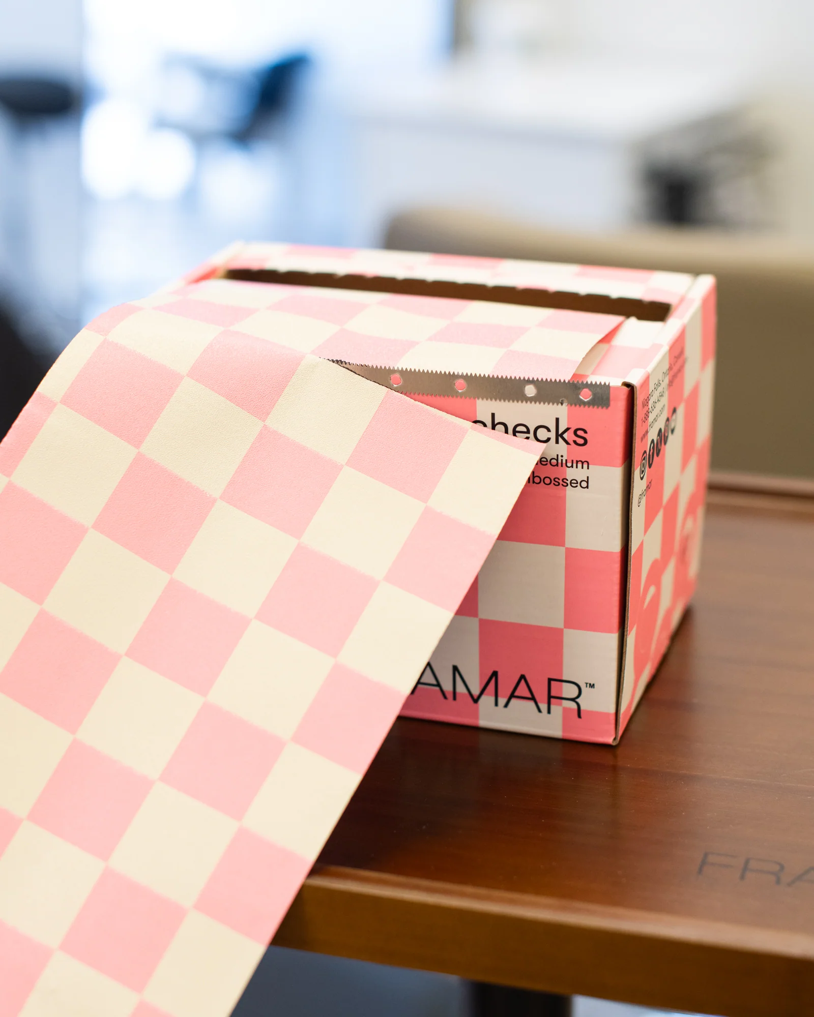 Embossed Roll - Beige & Pink Checks - Image 4