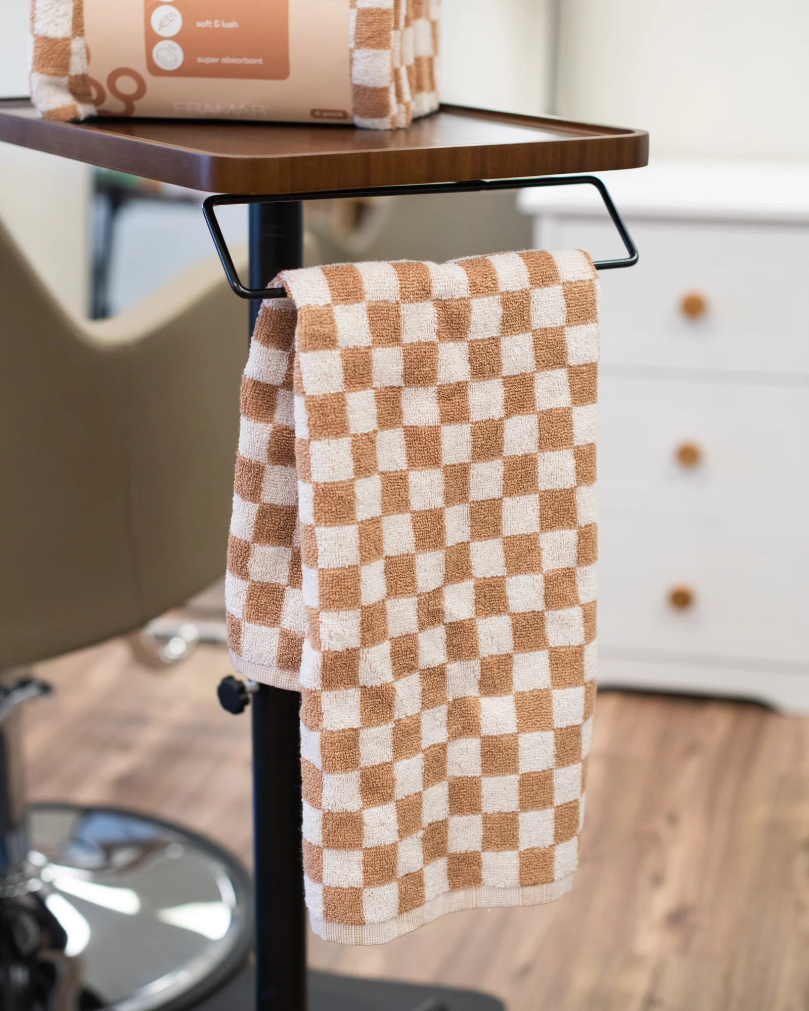 Checked Out Salon Towels - Beige & White - Image 3