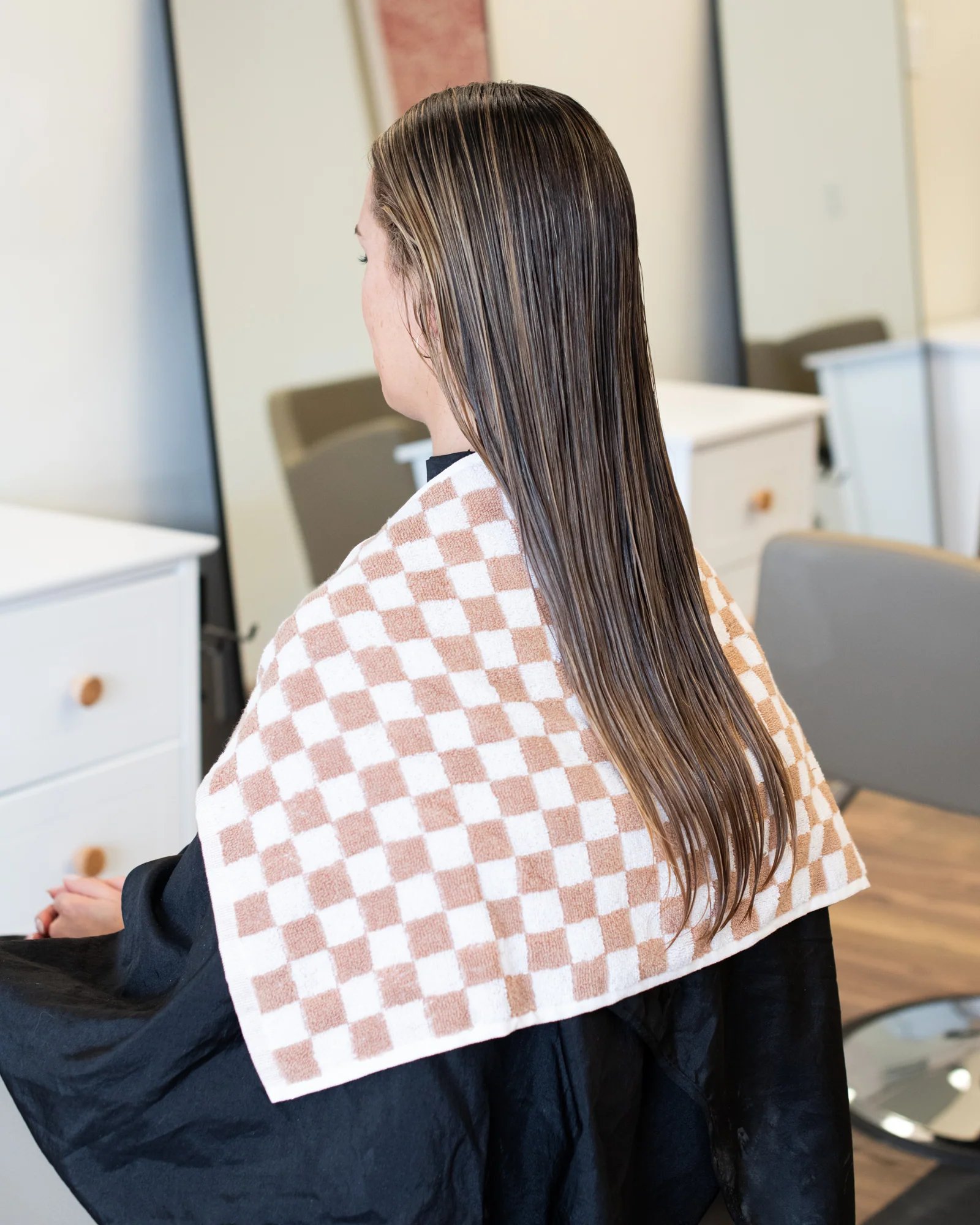 Checked Out Salon Towels - Beige & White - Image 5