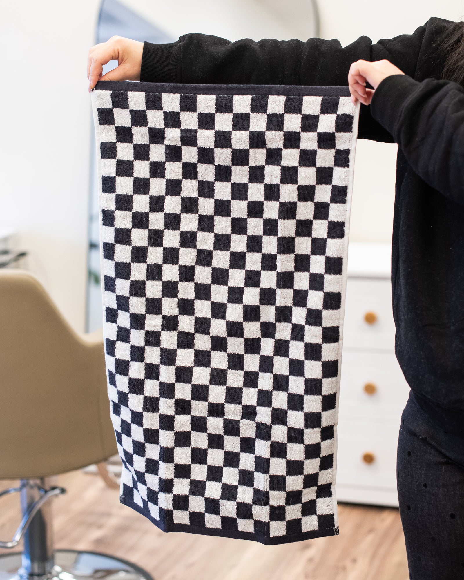 Checked Out Salon Towels - Black & White - Image 4